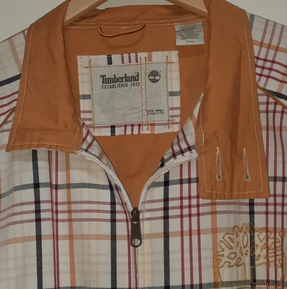 TIMBERLAND Windowpane Plaid Cotton Jacket Rain Resistant Bomber Car Coat Street - Picture 5 of 16